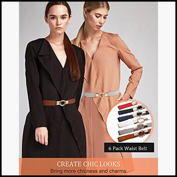 6 Piece Elastic Waist Belts for Dresses Skirts Sweaters main image 6